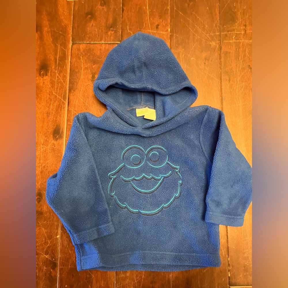 Vintage 2002 Baby Cookie Monster Sesame Street Fleece Hoodie 2T